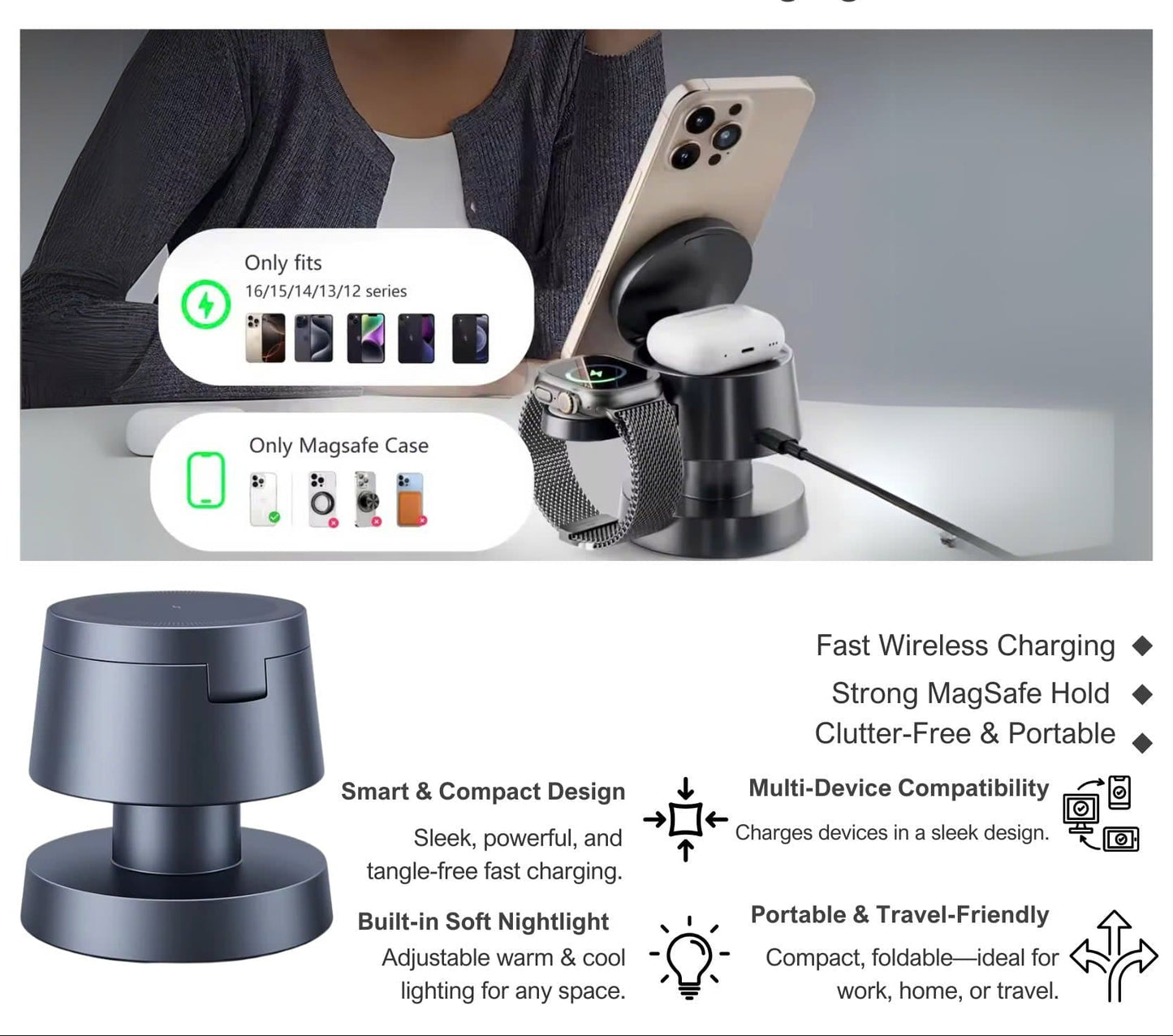 TriCharge™ 3-in-1 MagSafe Charging Station